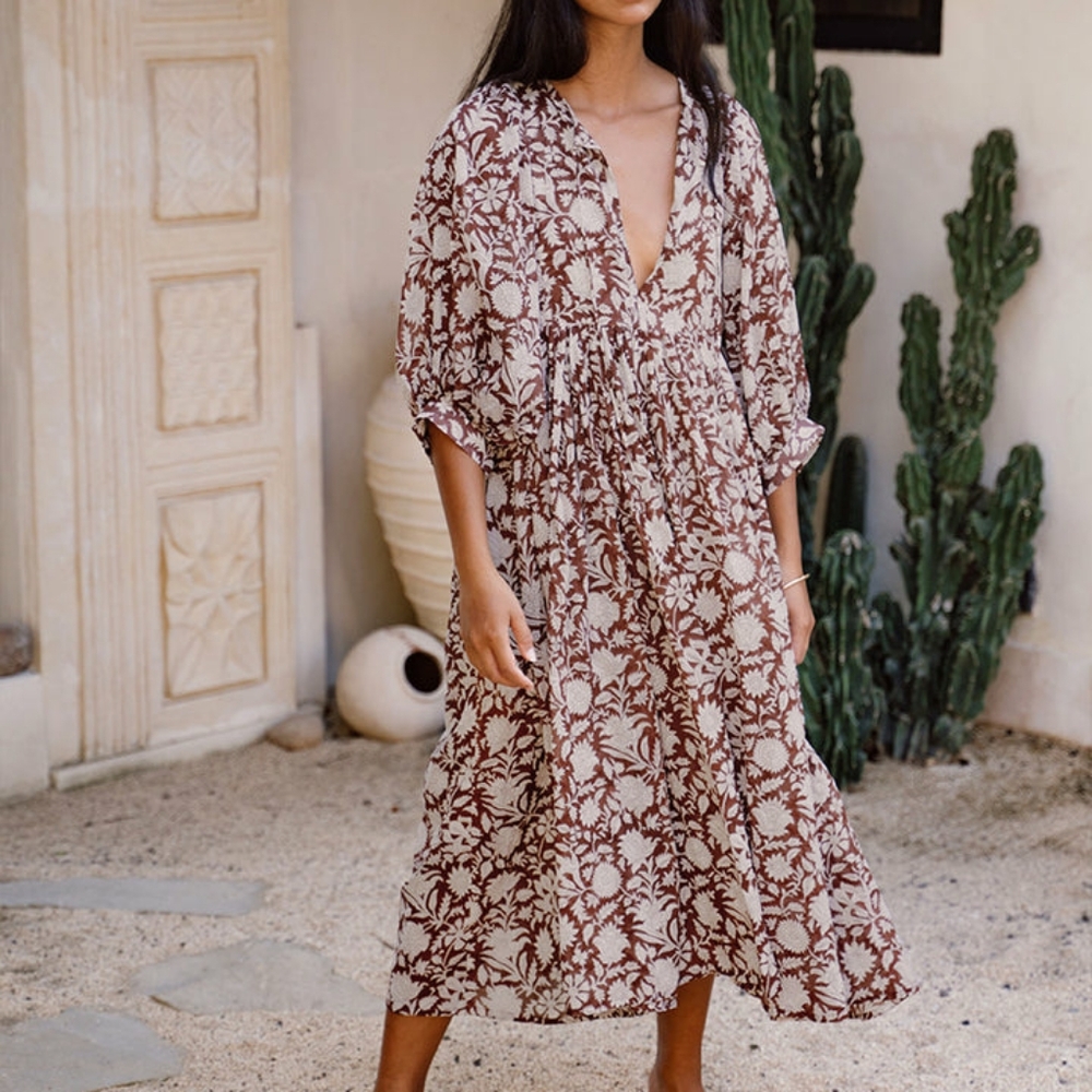 NWT daughters of india kyra dress wine xs